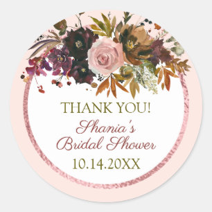 Rustic Bohemian Flowers Bridal Shower Classic Round Sticker