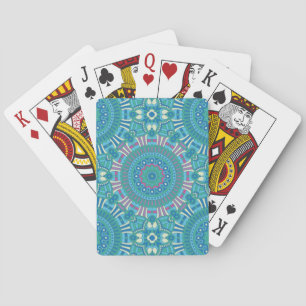 Rustic Bohemian Geometric Mandala Blue Purple Playing Cards
