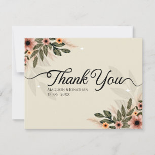 Rustic Bohemian Minimalist Wedding Thank You Card