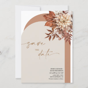 Rustic Bohemian Terracotta Fall Arch Save the date Invitation