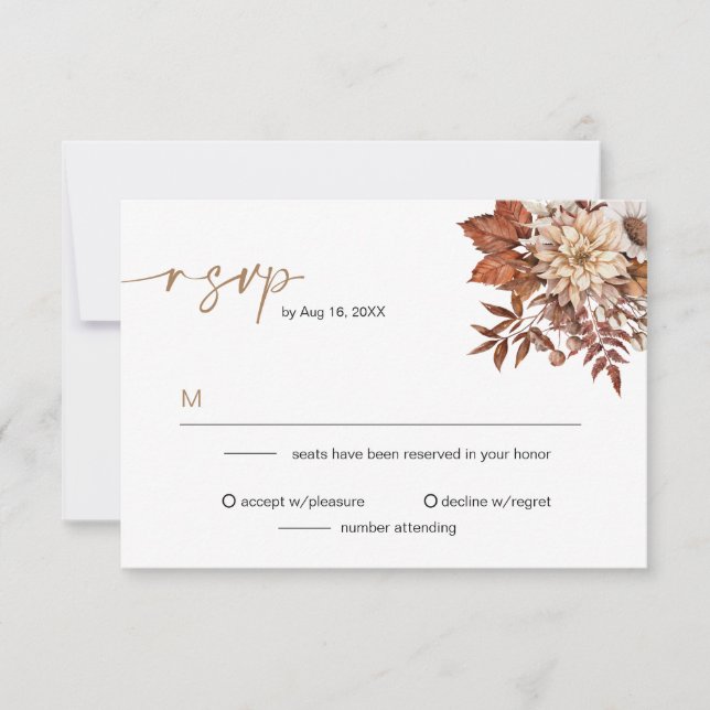 Rustic Bohemian Terracotta Fall Floral RSVP  Invitation (Front)
