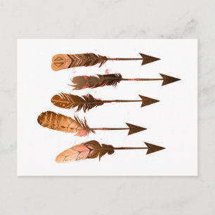 Rustic Bohemian Tribal Feather Arrows Postcard