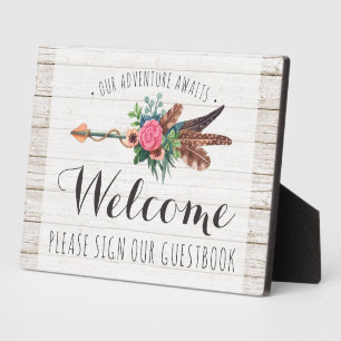 Rustic Bohemian Wedding Welcome Guestbook Sign Plaque