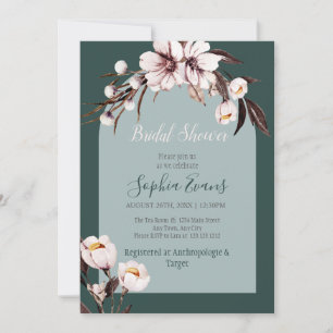 Rustic Bohemian White & Cream Floral Bridal Shower Invitation