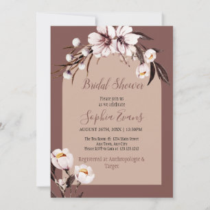 Rustic Bohemian White & Cream Floral Bridal Shower Invitation