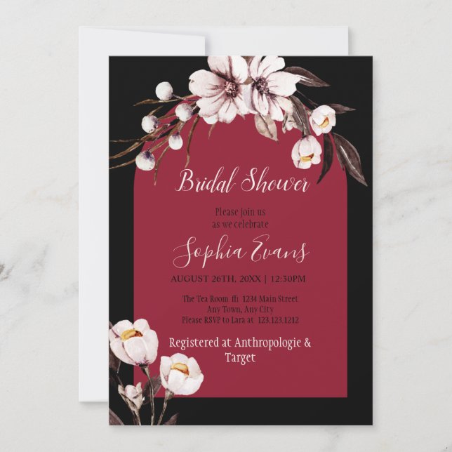 Rustic Bohemian White & Cream Floral Bridal Shower Invitation (Front)