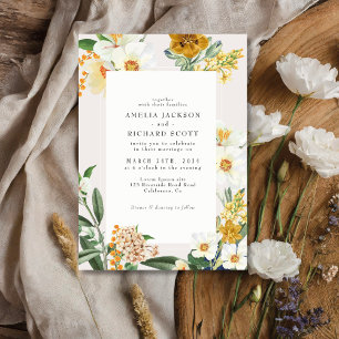 Rustic Bohemian Wildflower floral garden wedding Invitation