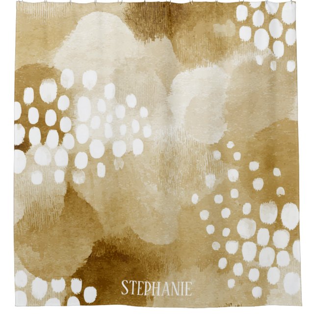 Rustic Boho Abstract Textured Pattern -Earthy Tone Shower Curtain (Front)