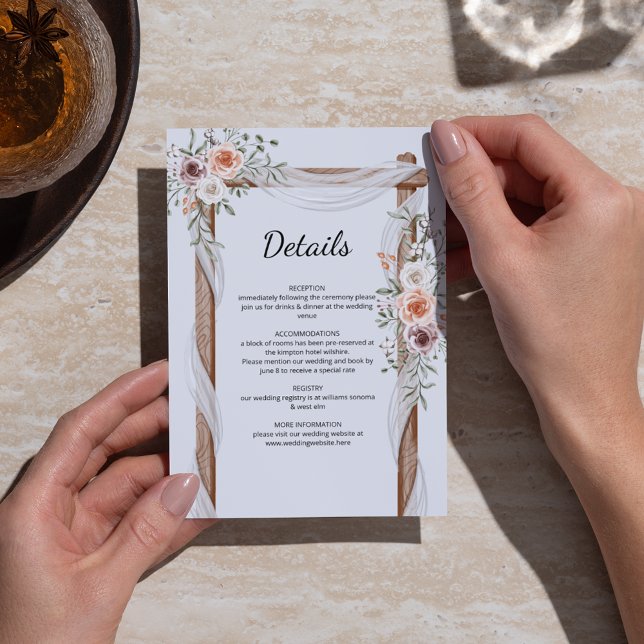 Rustic Boho Arch Watercolor Floral Wedding Enclosure Card (Creator Uploaded)