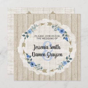 Rustic Boho Arrows & Floral Wedding Invitation