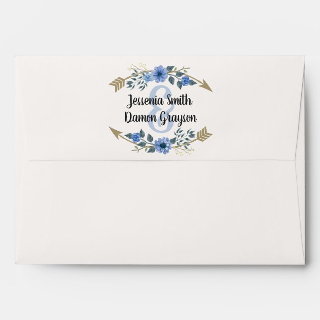 Rustic Boho Arrows & Floral Wedding Invitation Envelope (Back (Top Flap))