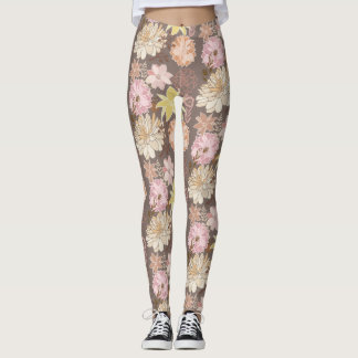 Rustic Boho Asphalt Floral Pattern  Leggings