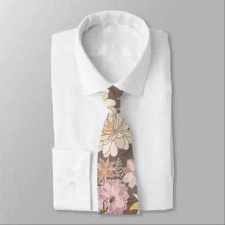 Rustic Boho Asphalt Floral Pattern  Tie