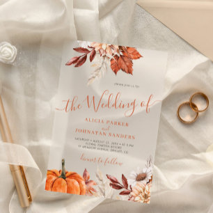 Rustic boho autumn fall botanical wedding acrylic invitations