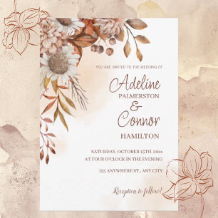 Rustic Boho Autumn Floral Wedding Invitation