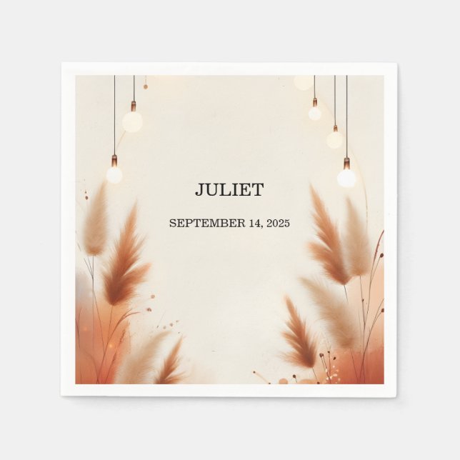 Rustic Boho Autumn Ombre Brown Bridal Shower Napkin (Front)