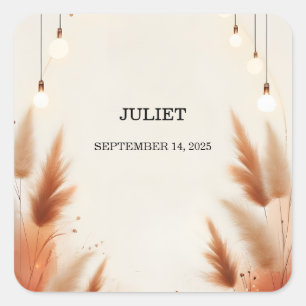 Rustic Boho Autumn Ombre Brown Bridal Shower Square Sticker