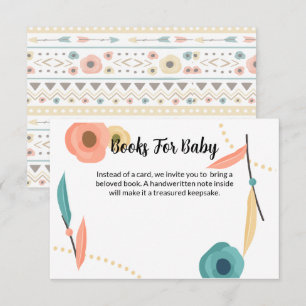 Rustic Boho Baby Shower Book For Baby Enclosure Card