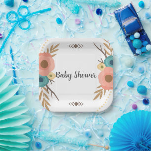 Rustic Boho Baby Shower  Paper Plate