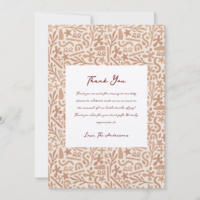 Rustic Boho Baby Shower Thank You Cards (Front)