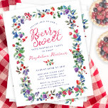 Rustic Boho Berry 70th Birthday Budget Invitation<br><div class="desc">Just in time for Summer 2024, our brand new Summer Berry Bliss collection. Red, white and blue patriotism meets rustic Boho Chic. Strawberries, raspberries and blueberries on a white background create a patriotic vibe in this berry botanical frame. Berry Sweet is written in a playful and casual red script that...</div>