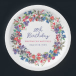 Rustic Boho Berry Summer 18th Birthday Custom Paper Plate<br><div class="desc">Just in time for Summer 2024, our brand new Summer Berry Bliss collection. Red, white and blue patriotic Americana meets rustic Boho Chic. Strawberries, raspberries and blueberries on a white background create a patriotic vibe in this berry botanical design. 18th Birthday is written in a playful and casual blue script....</div>
