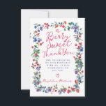 Rustic Boho Berry Summer 18th Birthday Flat Thank You Card<br><div class="desc">Just in time for Summer 2024, our brand new Summer Berry Bliss collection. Red, white and blue Americana meets Boho Chic. Strawberries, raspberries and blueberries on a white background create a patriotic vibe in this berry botanical frame. A Berry Sweet Thank Youis written in a playful and casual red script...</div>
