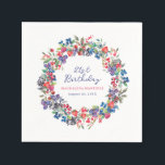 Rustic Boho Berry Summer 21st Birthday Napkin<br><div class="desc">Just in time for Summer 2024, our brand new Summer Berry Bliss collection. Red, white and blue patriotic Americana meets rustic Boho Chic. Strawberries, raspberries and blueberries on a white background create a patriotic vibe in this berry botanical design. 21st Birthday is written in a playful and casual blue script....</div>