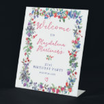 Rustic Boho Berry Summer 21st Birthday Welcome Pedestal Sign<br><div class="desc">Just in time for Summer 2024, our brand new Summer Berry Bliss collection. Red, white and blue Americana meets Boho Chic. Strawberries, raspberries and blueberries on a white background create a patriotic vibe in this berry botanical frame. A trendy and modern script welcome's your guests. This collection also includes invitations...</div>