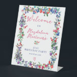 Rustic Boho Berry Summer 21st Birthday Welcome Pedestal Sign<br><div class="desc">Just in time for Summer 2024, our brand new Summer Berry Bliss collection. Red, white and blue Americana meets Boho Chic. Strawberries, raspberries and blueberries on a white background create a patriotic vibe in this berry botanical frame. A trendy and modern script welcome's your guests. This collection also includes invitations...</div>