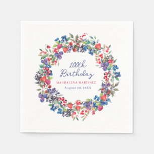 Rustic Boho Berry Summer Custom 100th Birthday Napkin