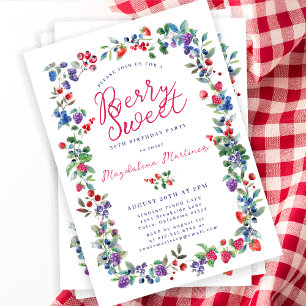 Rustic Boho Berry Sweet Summer 30th Birthday Invitation