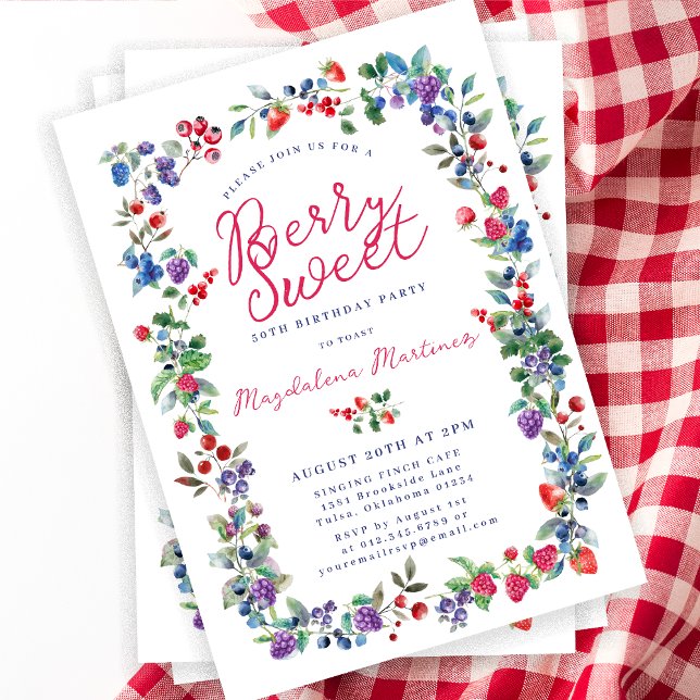 Rustic Boho Berry Sweet Summer 50th Birthday Invitation (Creator Uploaded)