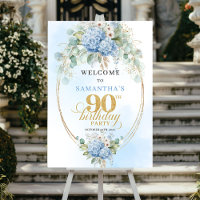 Rustic Boho Blue Hydrangeas 90th birthday welcome