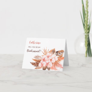 Rustic Boho Blush Pampas Will You Be My Bridesmaid Invitation