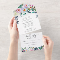 Rustic Boho Blush Pink Dusty Blue Floral Wedding