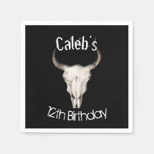 Rustic Boho Bohemian Cow Bull Birthday Party Napkin