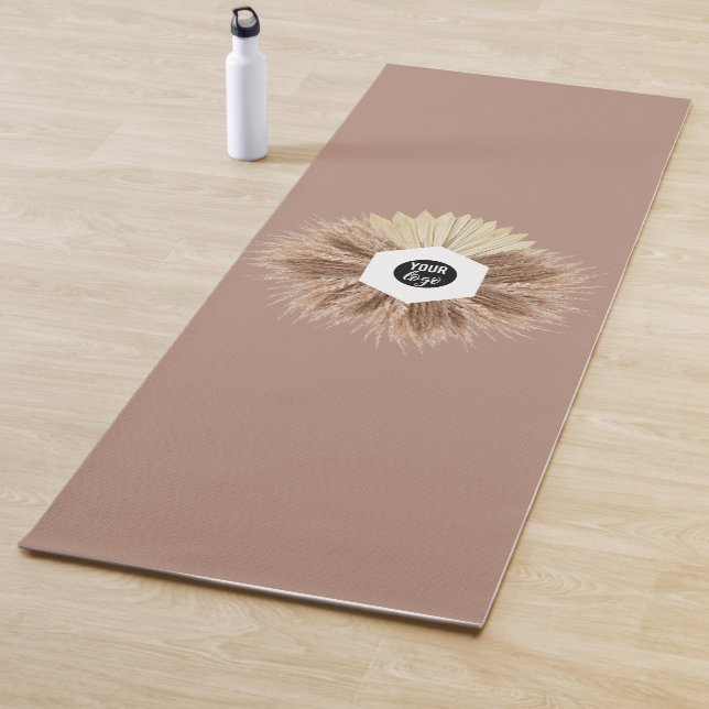Rustic Boho Bohemian Pampas Grass Business Logo Yoga Mat (In Situ)
