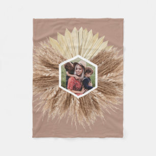 Rustic Boho Bohemian Pampas Grass Custom Photo Fleece Blanket