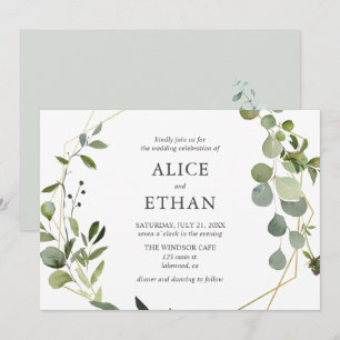 Rustic Boho Botanical Greenery Wedding Invitation