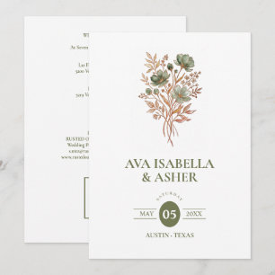 Rustic Boho Botanical Posy Sage Wedding TLW26 Invitation