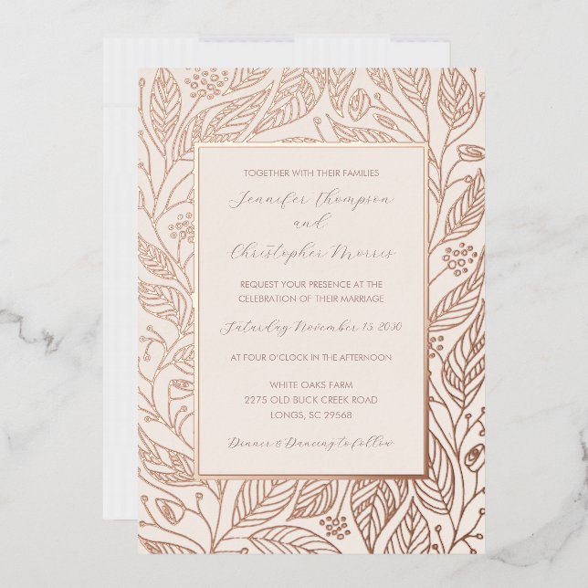 Rustic Boho Botanical Wedding Rose Gold (Envelope)