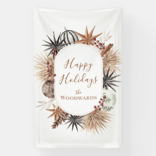 Rustic Boho Botanicals Holiday Christmas Banner