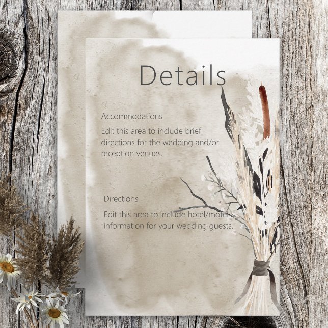 Rustic Boho Bouquet Modern Details Card (Creator Uploaded)