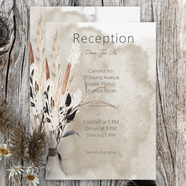 Rustic Boho Bouquet Modern Reception Card (Creator Uploaded)