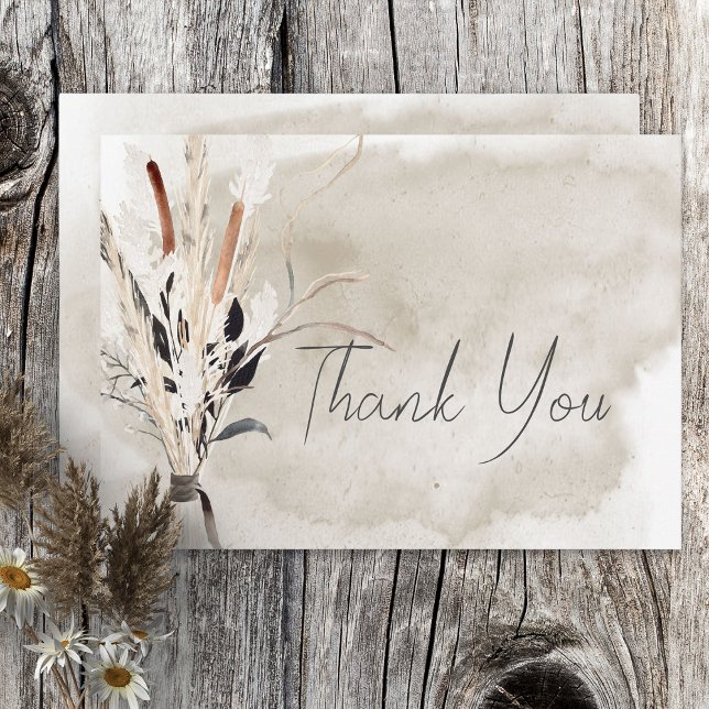 Rustic Boho Bouquet Modern Thank You Card (Creator Uploaded)