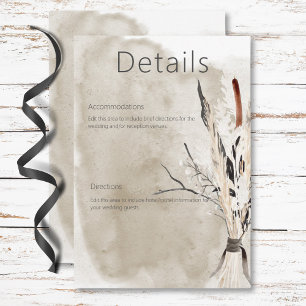 Rustic Boho Bouquet Modern Wedding Details Enclosure Card