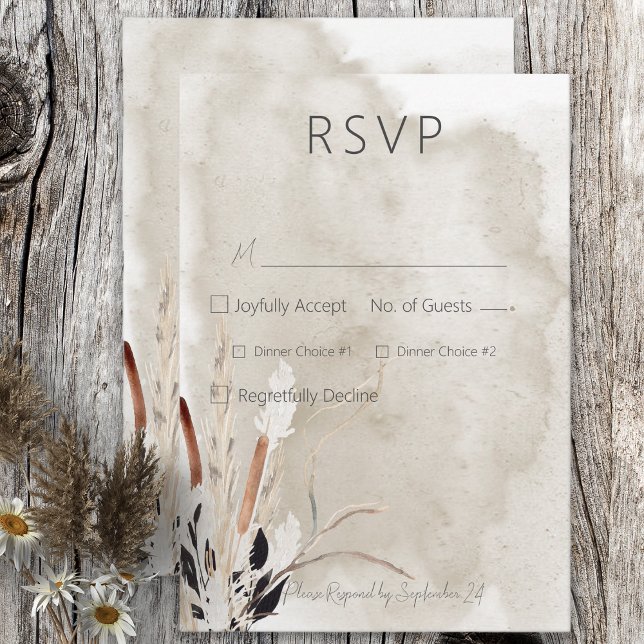 Rustic Boho Bouquet Modern Wedding RSVP Card (Creator Uploaded)