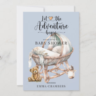 Rustic Boho Boy Baby Shower Nursery Crib  Invitation