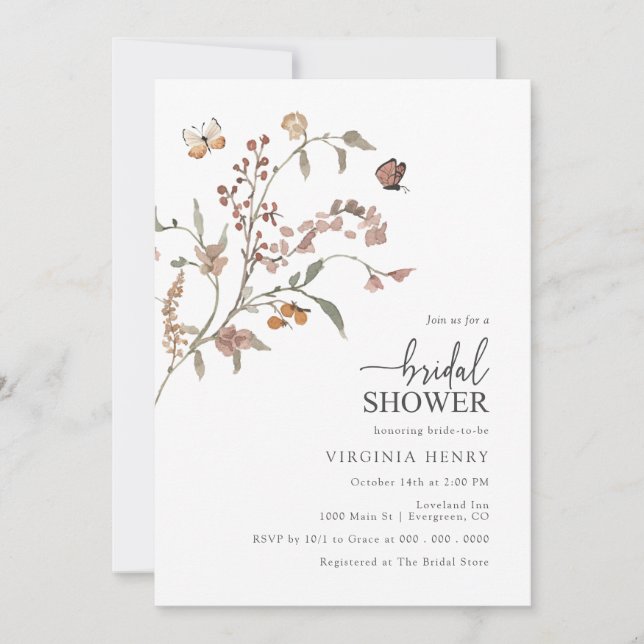 Rustic Boho Bridal Shower Invitation (Front)
